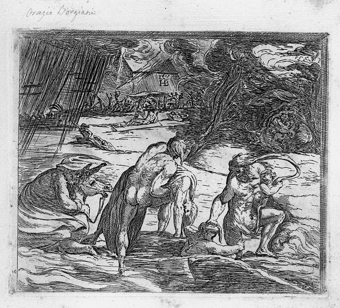 Orazio Borgianni - diluvio universale, da Raffaello, Siena